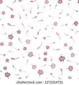 Light Red vector seamless sketch texture. Colorful abstract illustration with leaves in doodle style. The template for background of cell phones.