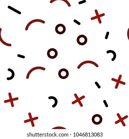 Light Red vector seamless template with geometric lines. Decorative abstract design of repeating lines, circles. Pattern for trendy fabric, wallpapers.