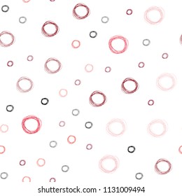 Light Red vector seamless template with circles. Modern abstract illustration with colorful water drops. Pattern can be used for ads, leaflets.