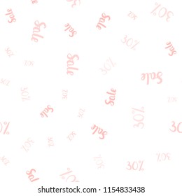 Light Red vector seamless template with 30% selling. Abstract illustration with colorful gradient symbols of sales. Backdrop for ads, leaflets of Black Friday.