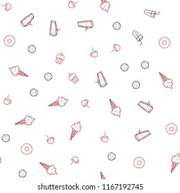 Light Red vector seamless template with organic meal. Beautiful colored illustration with food in doodle style. Pattern for menu of cafes, bars, restaurants.