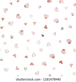 Light Red vector seamless template with doodle hearts. Illustration with hearts in love concept for valentine's day. Pattern can be used for valentine's ad, booklets.