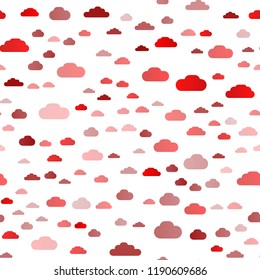 Light Red vector seamless template with sky, clouds. Colorful illustration with abstract clouds. Design for textile, fabric, wallpapers.