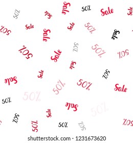 Light Red vector seamless template with 50% selling. Shining colorful illustration with isolated selling prices. Backdrop for ads, leaflets of Black Friday.