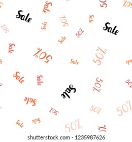 Light Red vector seamless template with 50% selling. Abstract illustration with colorful gradient symbols of sales. Backdrop for ads, leaflets of Black Friday.