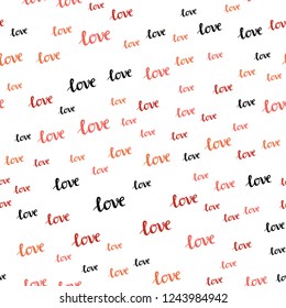 Light Red vector seamless template with text LOVE YOU. Illustration with phrase LOVE YOU for valentine's day. Pattern for trendy fabric, wallpapers.