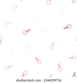 Light Red vector seamless template with tasty ice-cream. Set of abstract ice-cream cones with colorful gradient. Pattern for menu of cafes and restaurants.