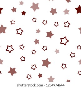Light Red vector seamless template with sky stars. Blurred decorative design in simple style with stars. Texture for window blinds, curtains.