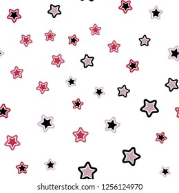 Light Red vector seamless template with sky stars. Decorative shining illustration with stars on abstract template. Texture for window blinds, curtains.