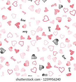 Light Red vector seamless template with text LOVE YOU, hearts. Colorful illustration with quote LOVE YOU, hearts. Template for business cards, websites.