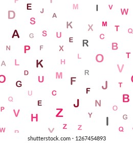 Light Red vector seamless template with isolated letters. Colored alphabet signs with gradient on white background. Pattern for trendy fabric, wallpapers.