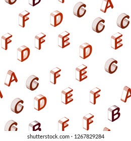 Light Red vector seamless template with 3D isolated letters. Shining colorful 3D illustration with isolated letters. Pattern for design of fabric, wallpapers.