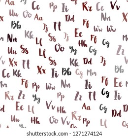 Light Red vector seamless template with isolated letters. Blurred design in simple style with signs of alphabet. Texture for window blinds, curtains.