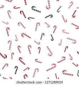 Light Red vector seamless template with sweet christmas sticks.