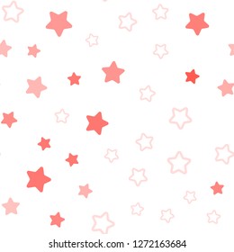 Light Red vector seamless template with sky stars. Blurred decorative design in simple style with stars. Design for wallpaper, fabric makers.