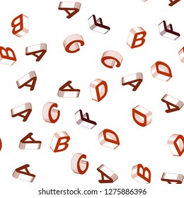 Light Red vector seamless template with 3D isolated letters. Abstract illustration with colorful 3D latin alphabet. Pattern for design of fabric, wallpapers.