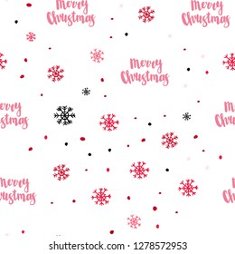 Light Red vector seamless template with ice snowflakes. Shining colorful illustration with snow in christmas style. Pattern for design of window blinds, curtains.