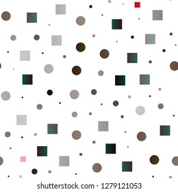 Light Red vector seamless template with spots, rectangles. Decorative design in abstract style with circles, rectangles. Pattern for trendy fabric, wallpapers.