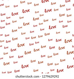 Light Red vector seamless template with text LOVE YOU. Illustration with phrase LOVE YOU for valentine's day. Pattern for trendy fabric, wallpapers.