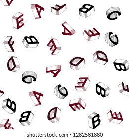 Light Red vector seamless template with 3D isolated letters. Colorful gradient design in 3D style with signs of alphabet. Pattern for design of fabric, wallpapers.