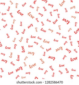 Light Red vector seamless template with text LOVE YOU. Decorative design in doodle style with text LOVE YOU. Template for business cards, websites.