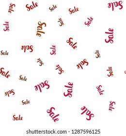Light Red vector seamless template with selling words. Shining colorful illustration with isolated selling prices. Design for business ads, commercials.