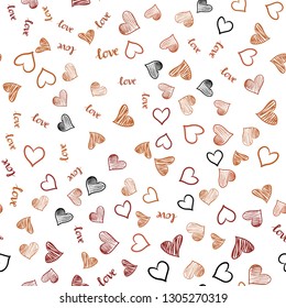 Light Red vector seamless template with text LOVE YOU, hearts. Colorful illustration with quote LOVE YOU, hearts. Design for wallpaper, fabric makers.