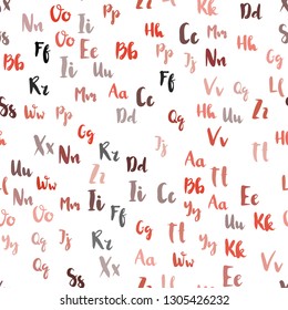 Light Red vector seamless template with isolated letters. Colored alphabet signs with gradient on white background. Pattern for design of fabric, wallpapers.
