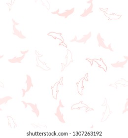 Light Red vector seamless template with dolphins. Decorative design in natural style with sea dolphins. Pattern for marine leaflets.