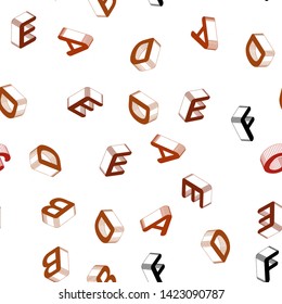 Light Red vector seamless template with 3D isolated letters. Modern geometrical illustration with 3D ABC english symbols. Design for wallpaper, fabric makers.