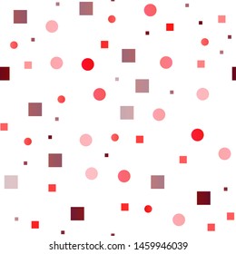 Light Red vector seamless template with spots, rectangles. Colorful illustration with circles, squares in nature style. Pattern for design of window blinds, curtains.