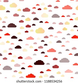 Light Red vector seamless texture with cloudy sky. Illustration in abstract style with colorful clouds. Pattern for trendy fabric, wallpapers.