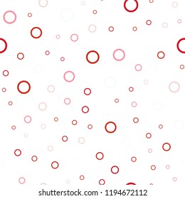 Light Red vector seamless texture with disks. Illustration with set of shining colorful abstract circles. Pattern can be used for futuristic ad, booklets.