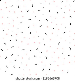 Light Red vector seamless texture with disks, lines. Illustration with set of colorful abstract circles and lines. Pattern for trendy fabric, wallpapers.