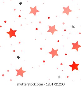 Light Red vector seamless texture with beautiful stars. Decorative shining illustration with stars on abstract template. The pattern can be used for new year ad, booklets.