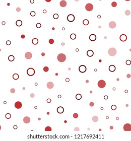 Light Red vector seamless texture with disks. Abstract illustration with colored bubbles in nature style. Pattern for trendy fabric, wallpapers.