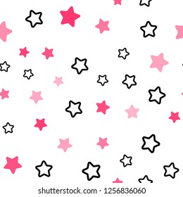 Light Red vector seamless texture with beautiful stars. Decorative shining illustration with stars on abstract template. Design for textile, fabric, wallpapers.
