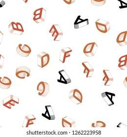 Light Red vector seamless texture with 3D ABC characters. Abstract illustration with 3D ABC symbols. Pattern for trendy fabric, wallpapers.