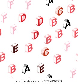 Light Red vector seamless texture with 3D ABC characters. Abstract illustration with 3D ABC symbols. Pattern for design of fabric, wallpapers.