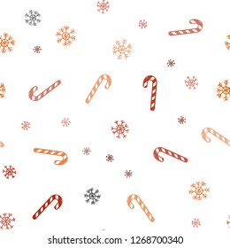 Light Red vector seamless texture with xmas sweets, candies.