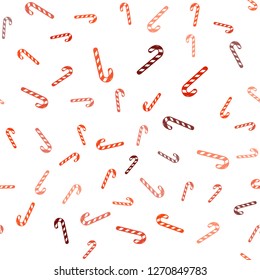 Light Red vector seamless texture with xmas sweets, candies.