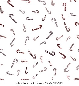 Light Red vector seamless texture with xmas sweets, candies.