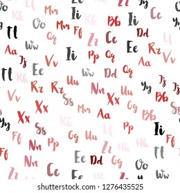 Light Red vector seamless texture with ABC characters. Abstract illustration with colored latin alphabet. Pattern for design of fabric, wallpapers.