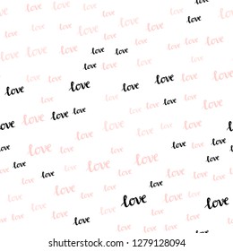 Light Red vector seamless texture with words LOVE YOU. Illustration with colorful phrase LOVE YOU in romantic style. Design for wallpaper, fabric makers.