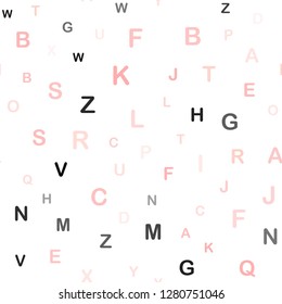 Light Red vector seamless texture with ABC characters. Colored alphabet signs with gradient on white background. Texture for window blinds, curtains.