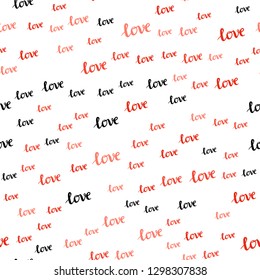 Light Red vector seamless texture with words LOVE YOU. Illustration with phrase LOVE YOU for valentine's day. Design for wallpaper, fabric makers.