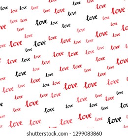 Light Red vector seamless texture with words LOVE YOU. Decorative illustration with words of love in abstract style. Design for textile, fabric, wallpapers.