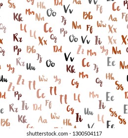 Light Red vector seamless texture with ABC characters. Shining colorful illustration with isolated letters. Texture for window blinds, curtains.