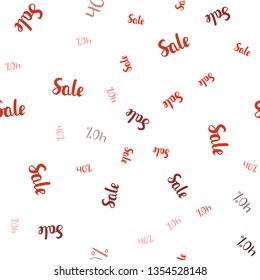 Light Red vector seamless texture with selling prices 40 %. Abstract illustration with colorful gradient symbols of sales. Backdrop for mega promotions, discounts.