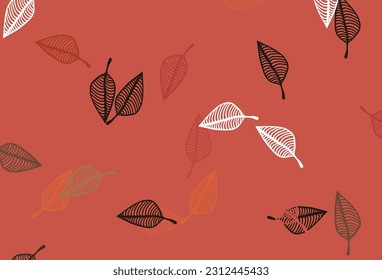 Cubierta de esbozo de vector rojo claro. Diseño decorativo y elegante en estilo natural con hojas. Diseño de Doodle para su sitio web.